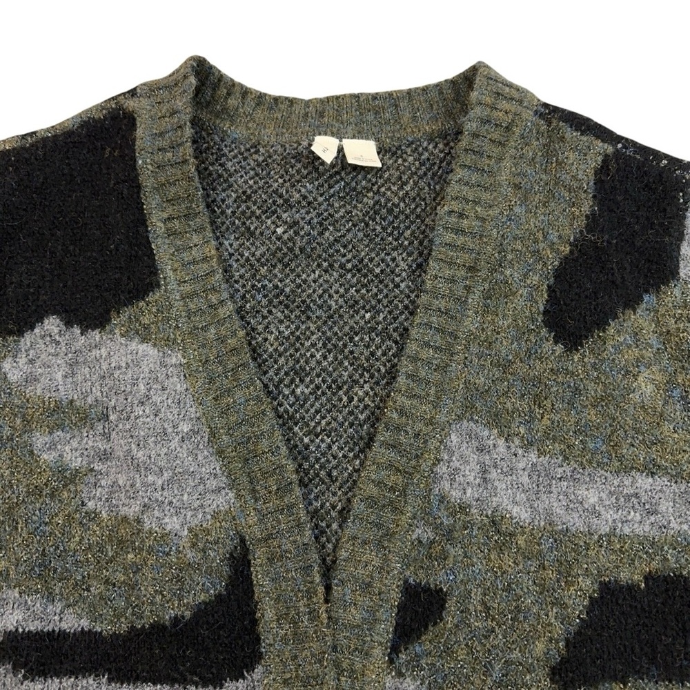 MOTH ANTHROPOLOGIE Green Camo Long Sleeve Open Front Cardigan M - Picture 6 of 13